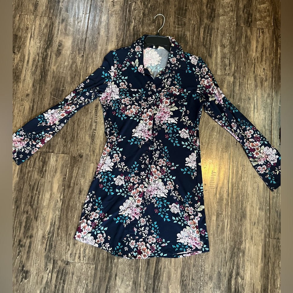 Ultra Flirt Floral Navy Midi Dress
